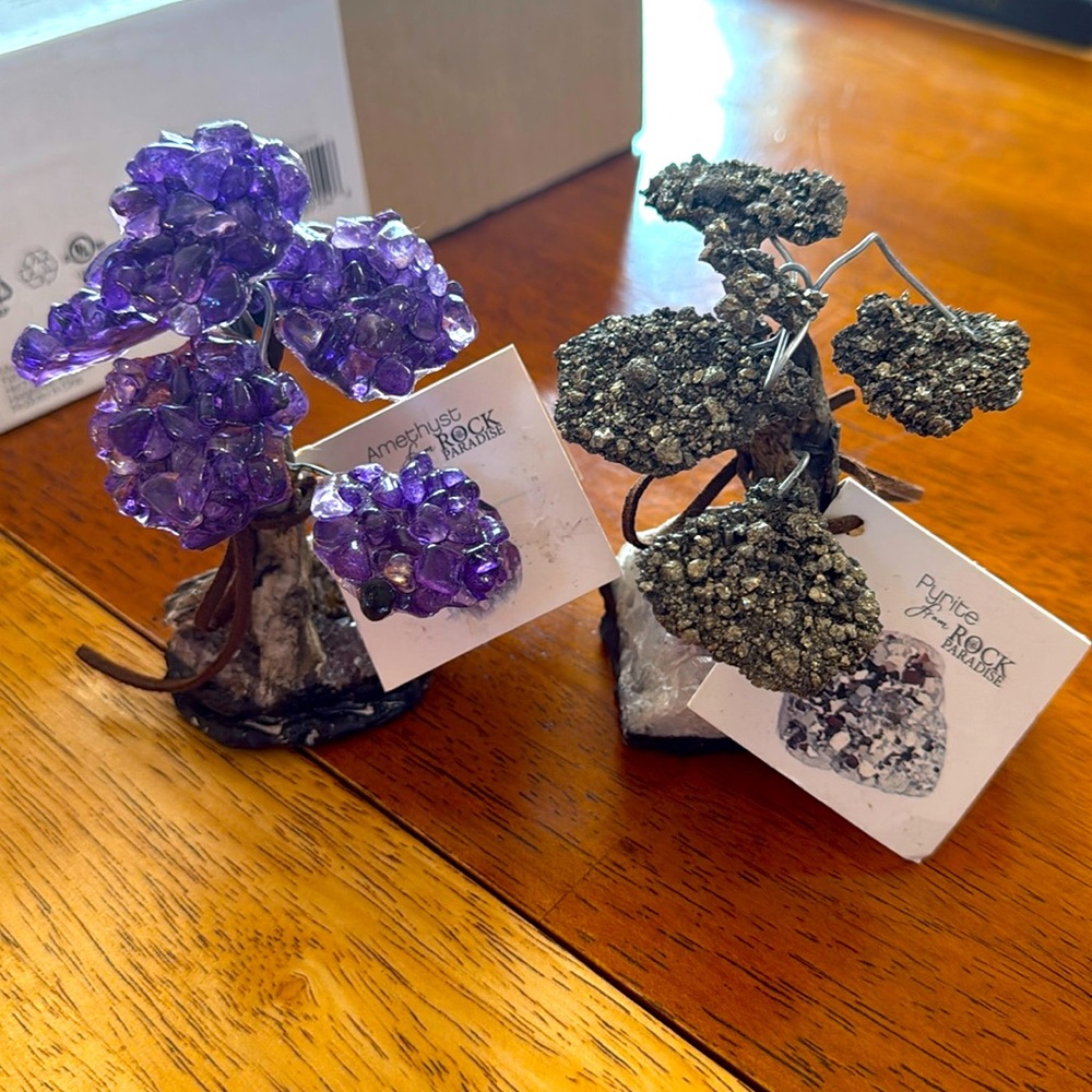 Office accents mystical naturals raw crystals amethyst / pyrite  new